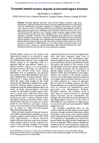 Economic Natural Resource Deposits at Terrestrial Impact Structures