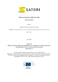 Ethics Assessment in Different Fields Social Sciences