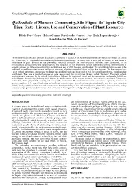 Quilombola of Macacos Community, São Miguel Do Tapuio City, Piauí State: History, Use and Conservation of Plant Resources