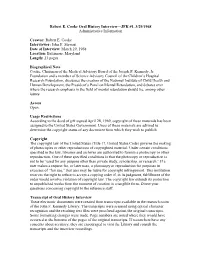 Robert E. Cooke Interviewer: John F