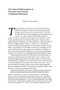 The Natural Philosophies of Descartes and Newton: a Kuhnian Reflection