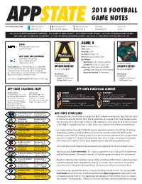 2018 Football Game Notes