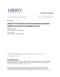 An Expose on the American Bar Association's Arbitrary and Capricious Accreditation Process