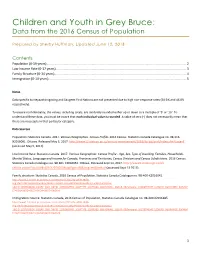 Children and Youth in Grey Bruce: Data from the 2016 Census of Population