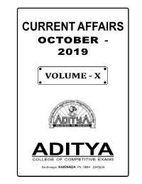 Current Affairs October - 2019