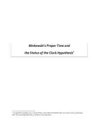 Minkowski's Proper Time and the Status of the Clock Hypothesis