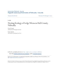 Nesting Ecology of Sedge Wrens in Hall County, Nebraska Gary R