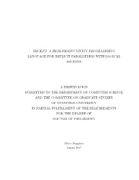 Regent: a High-Productivity Programming Language for Implicit Parallelism with Logical Regions