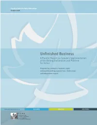 Unfinished Business: a Parallel Report on Canada's