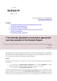 1.Tax-Friendly Dissolution of Purchase Agreement Now Also Possible in the Brussels Region