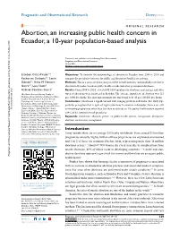 Abortion, an Increasing Public Health Concern in Ecuador, a 10-Year Population-Based Analysis