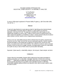 An Asset Based Approach for Industrial Cyber Security