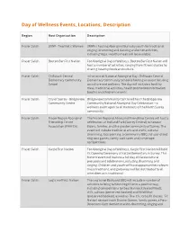 Day of Wellness Events, Locations, Description