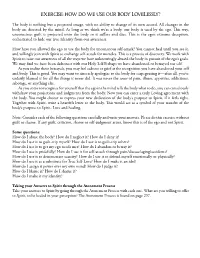 Exercise: How Do We Use Our Body Lovelessly?
