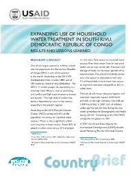Expanding Use of Household Water Treatment in South Kivu, Democratic Republic of Congo Results and Lessons Learned