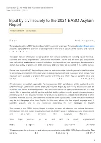 Input by Civil Society to the 2021 EASO Asylum Report
