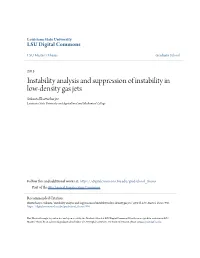 Instability Analysis and Suppression of Instability in Low-Density Gas Jets Sukanta Bhattacharjee Louisiana State University and Agricultural and Mechanical College