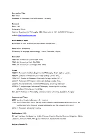 Tim Crane CV