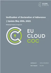 Verification of Declaration of Adherence | Update May 20Th, 2021