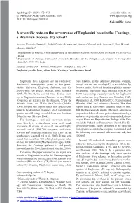 A Scientific Note on the Occurrence of Euglossini Bees in the Caatinga, A