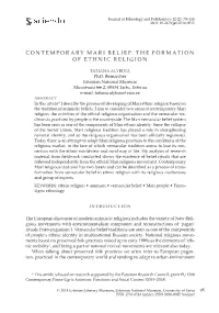 Contemporary Mari Belief: the Formation of Ethnic Religion