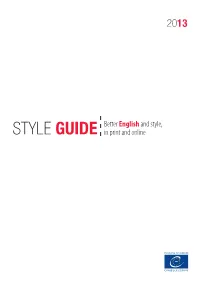Council of Europe English Style Guide