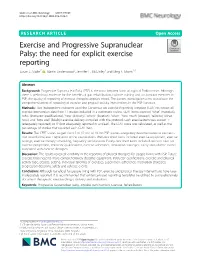 Exercise and Progressive Supranuclear Palsy: the Need for Explicit Exercise Reporting Susan C