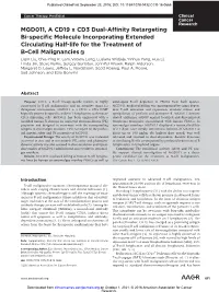 MGD011, a CD19 X CD3 Dual-Affinity Retargeting Bi-Specific Molecule Incorporating Extended Circulating Half-Life for the Treatment of B-Cell Malignancies
