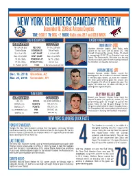 New York Islanders Gameday Preview