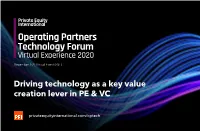 Operating Partners Technology Forum Virtual Experience 2020 December 1-2 | Virtual Event (EST)