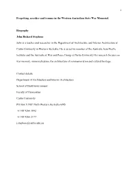 Perth War Memorial Introductory Notes