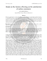 Study on the Factors Effecting on the Satisfaction of Online Customers