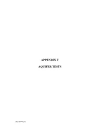 Appendix F Aquifer Tests