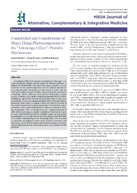 Cannabidiol and Contributions of Major Hemp Phytocompounds to the “Entourage Effect”; Possible Mecha- Nisms