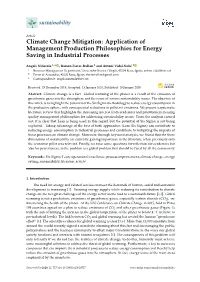 Climate Change Mitigation: Application of Management Production Philosophies for Energy Saving in Industrial Processes