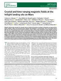 Crustal and Time-Varying Magnetic Fields at the Insight Landing Site on Mars