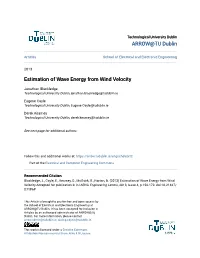 Estimation of Wave Energy from Wind Velocity