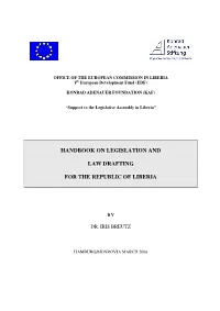 Handbook on Legislation and Law Drafting for The