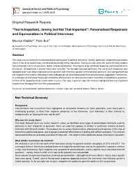 Personalised Responses and Equivocation in Political Interviews