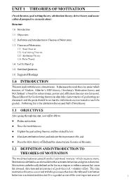 Unit 1 Theories of Motivation