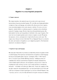 Chapter 1 Negation in a Cross-Linguistic Perspective