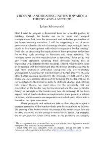 Crossing and Reading: Notes Towards a Theory and a Method