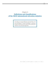 Definitions and Classifications of the OECD International Education Statistics