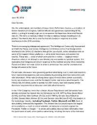 June 28, 2018 Dear Senator, We, the Undersigned, Are Members of Issue