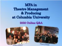 Theatre Management & Producing at Columbia University