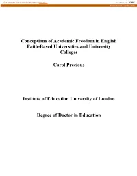 Conceptions of Academic Freedom in English Faith-Based Universities and University Colleges