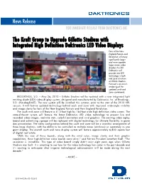 News Release the Kraft Group to Upgrade Gillette Stadium With