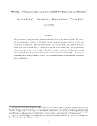 Poverty, Depression, and Anxiety: Causal Evidence and Mechanisms