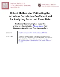 Robust Methods for Estimating the Intraclass Correlation Coefficient and for Analyzing Recurrent Event Data