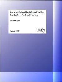Genetically Modified Crops in Africa: Implications for Small Farmers